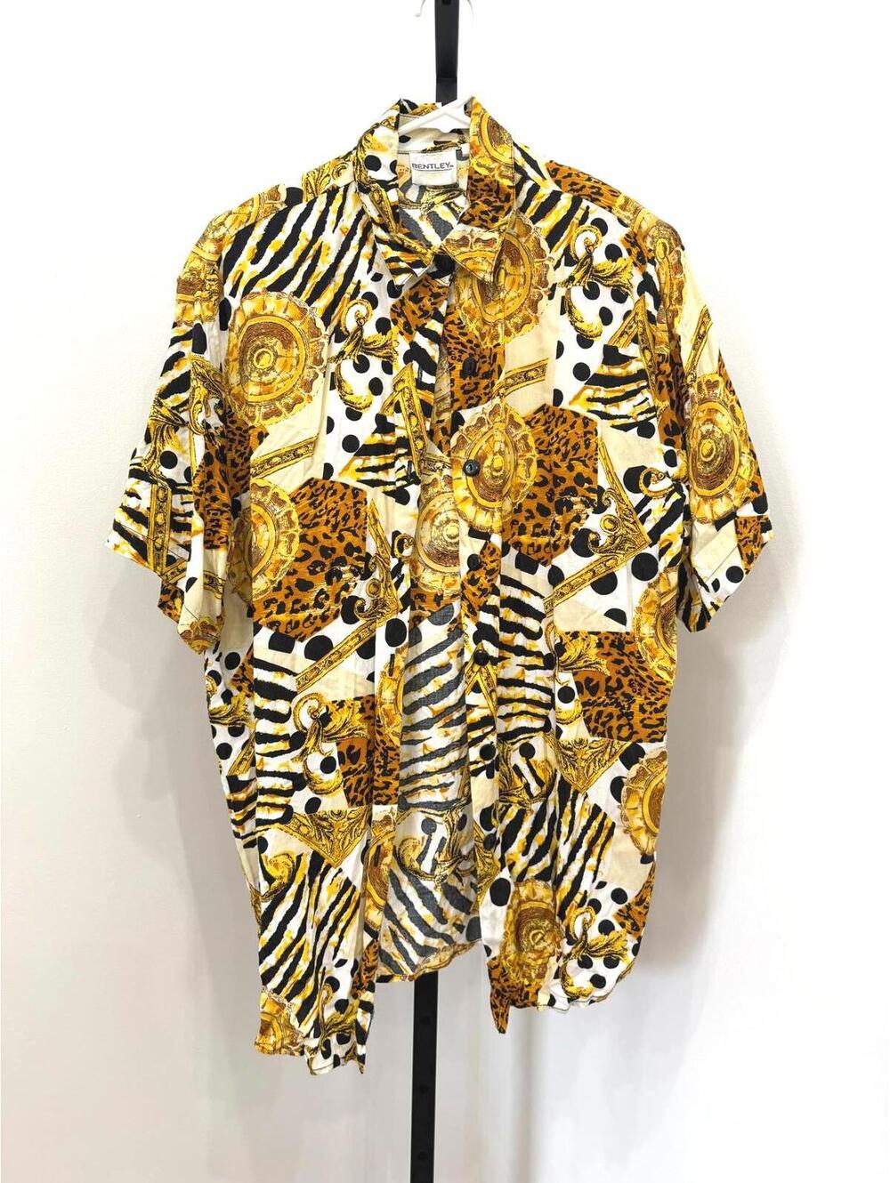 Bentley Large Animal Print Short Sleeve Button-Up Shirt